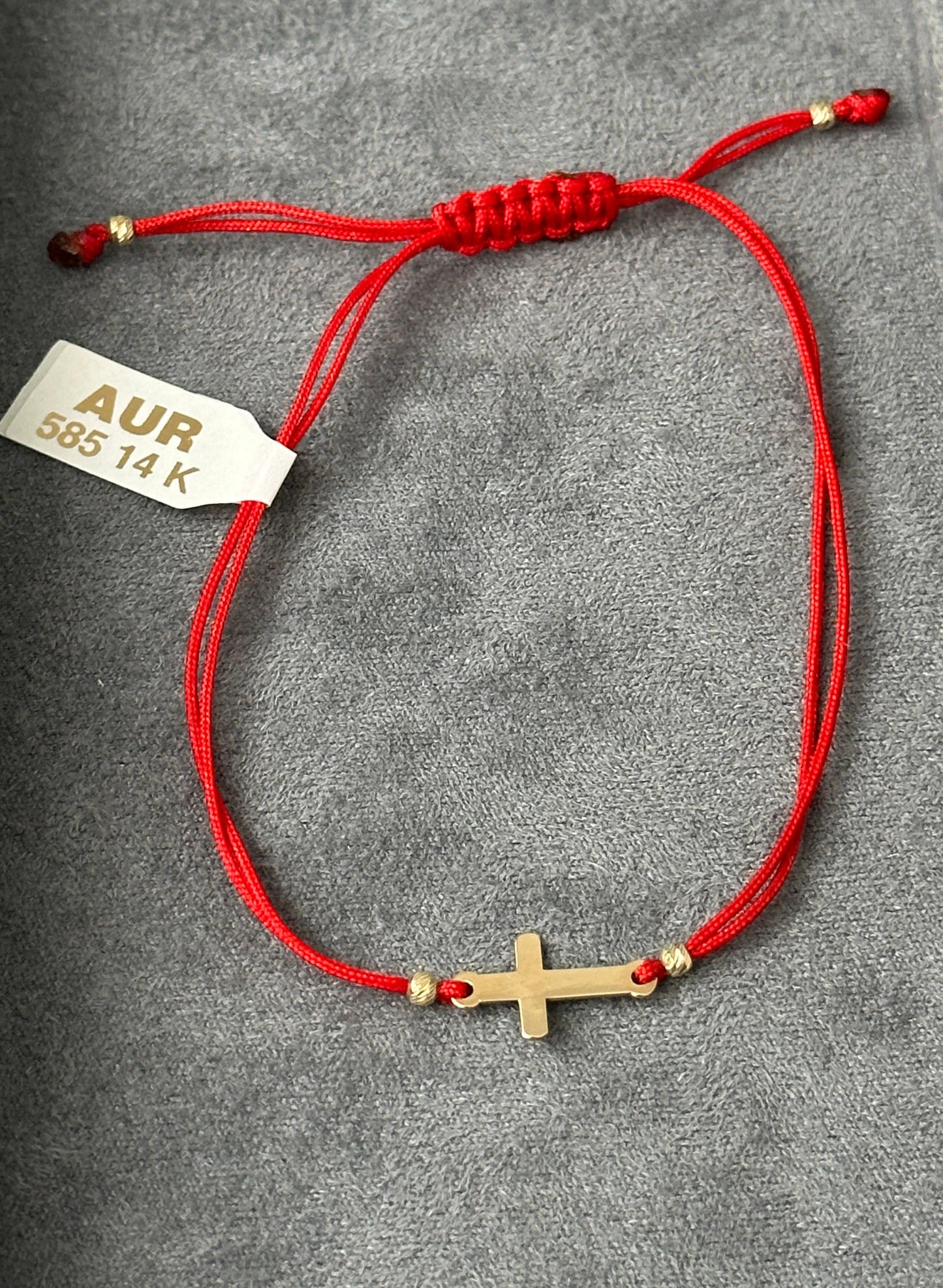 Bratara pe snur cruciulita de Aur 14K